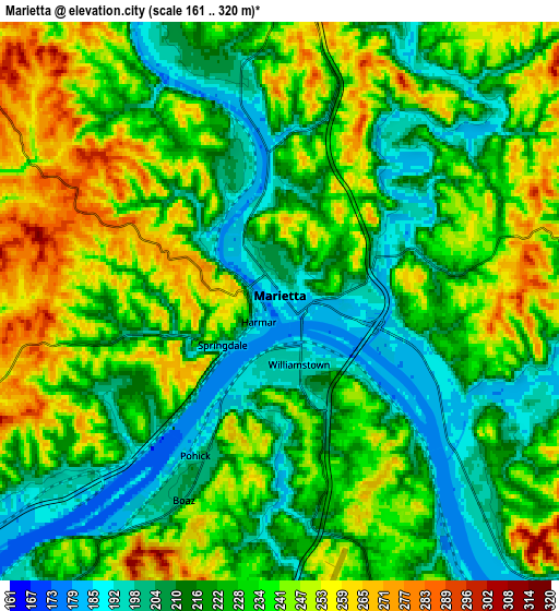 Zoom OUT 2x Marietta, United States elevation map