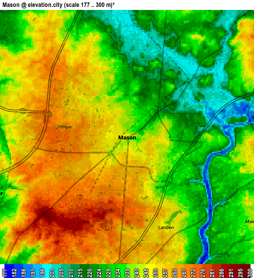 Zoom OUT 2x Mason, United States elevation map