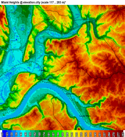 Zoom OUT 2x Miami Heights, United States elevation map