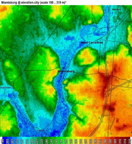 Zoom OUT 2x Miamisburg, United States elevation map