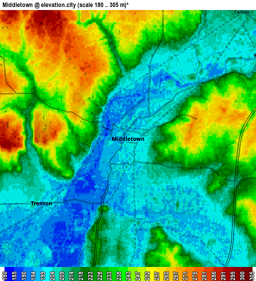 Zoom OUT 2x Middletown, United States elevation map