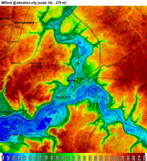 Zoom OUT 2x Milford, United States elevation map