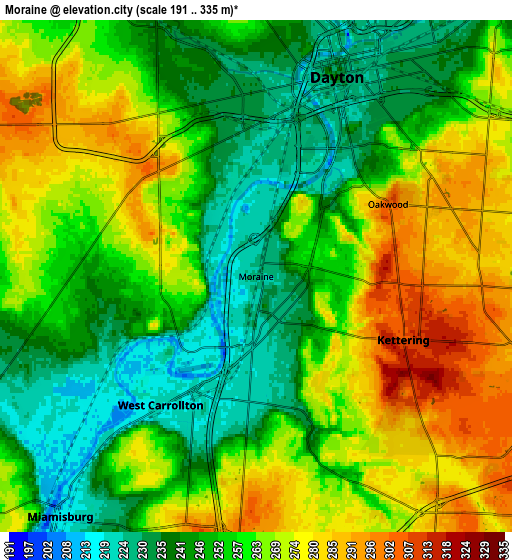 Zoom OUT 2x Moraine, United States elevation map