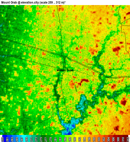 Zoom OUT 2x Mount Orab, United States elevation map