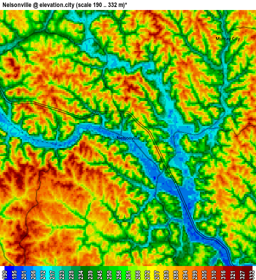 Zoom OUT 2x Nelsonville, United States elevation map