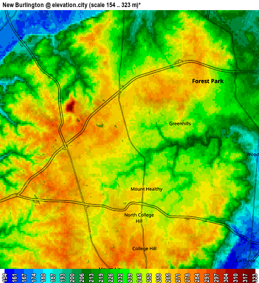 Zoom OUT 2x New Burlington, United States elevation map