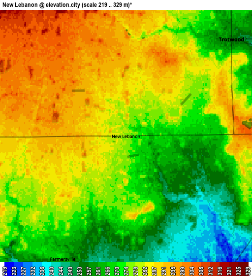 Zoom OUT 2x New Lebanon, United States elevation map