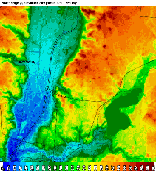 Zoom OUT 2x Northridge, United States elevation map