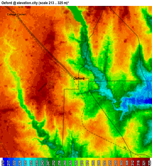 Zoom OUT 2x Oxford, United States elevation map