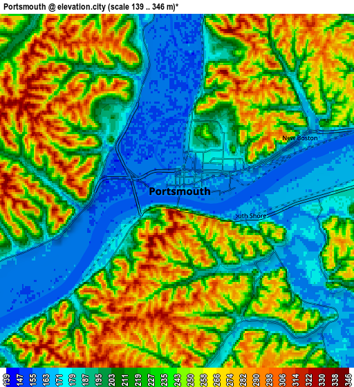 Zoom OUT 2x Portsmouth, United States elevation map