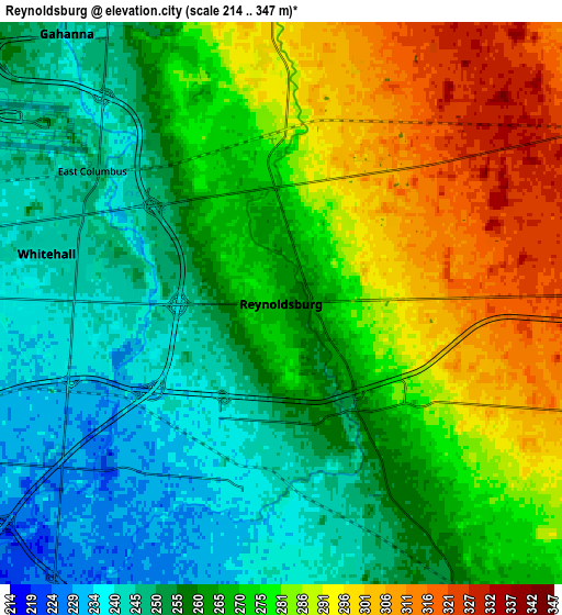 Zoom OUT 2x Reynoldsburg, United States elevation map