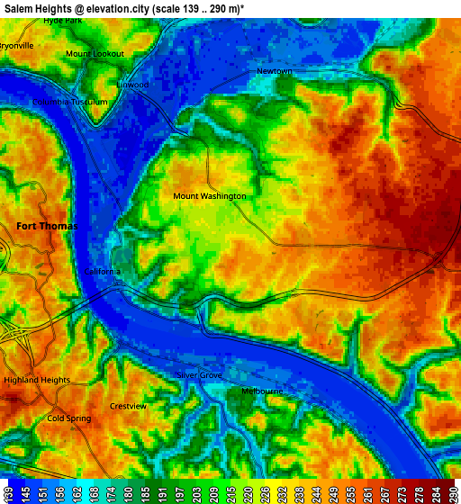 Zoom OUT 2x Salem Heights, United States elevation map