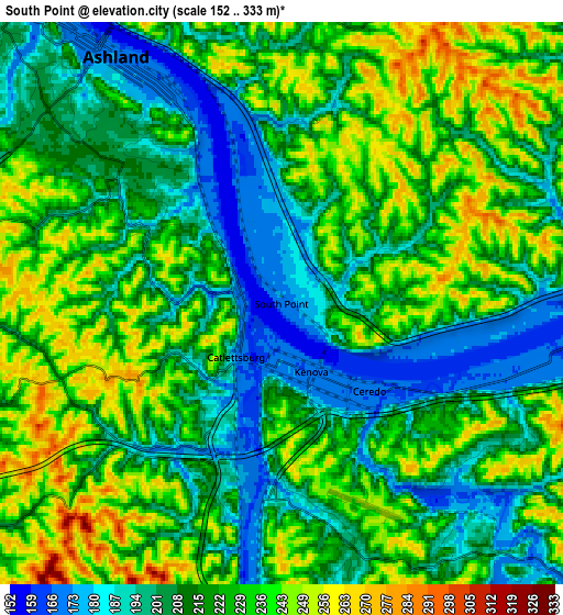 Zoom OUT 2x South Point, United States elevation map