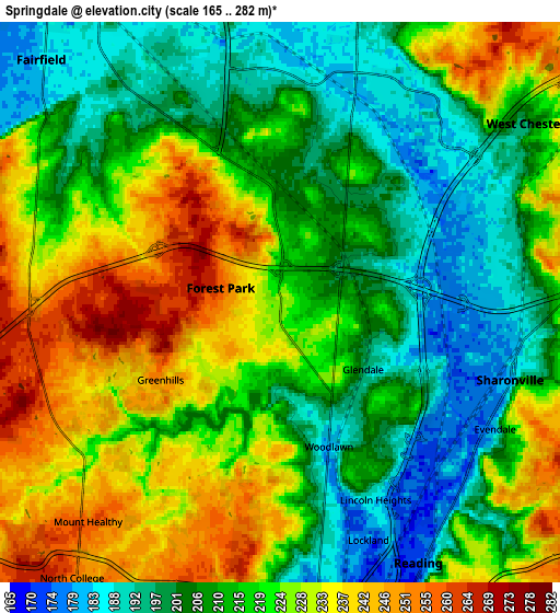 Zoom OUT 2x Springdale, United States elevation map