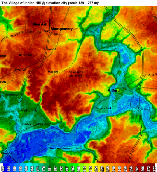 Zoom OUT 2x The Village of Indian Hill, United States elevation map