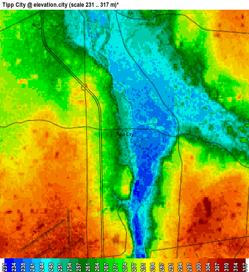 Zoom OUT 2x Tipp City, United States elevation map