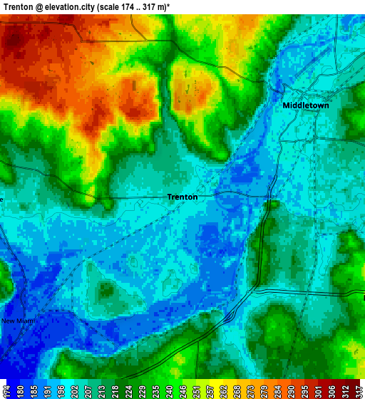 Zoom OUT 2x Trenton, United States elevation map