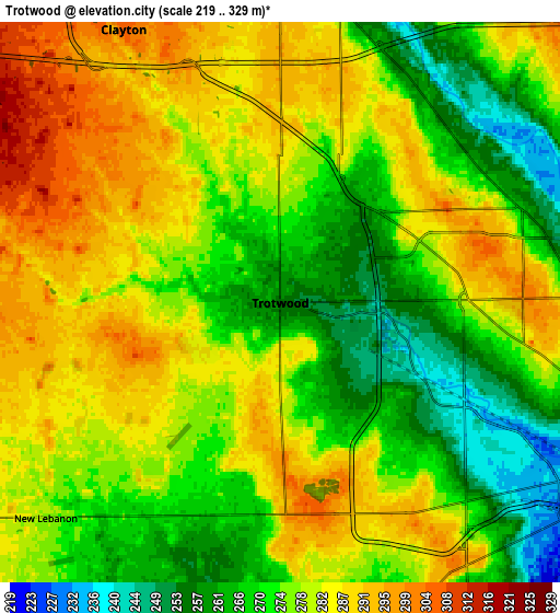 Zoom OUT 2x Trotwood, United States elevation map