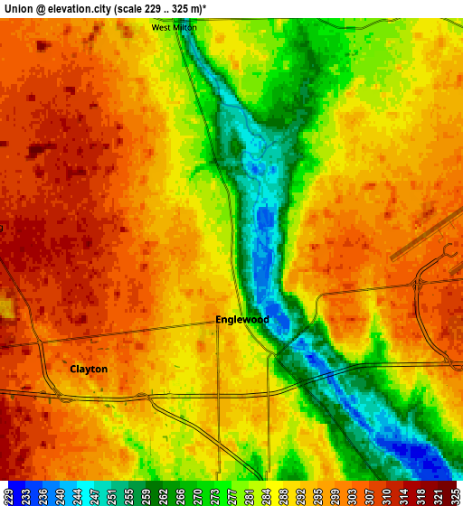 Zoom OUT 2x Union, United States elevation map