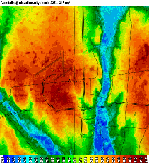 Zoom OUT 2x Vandalia, United States elevation map