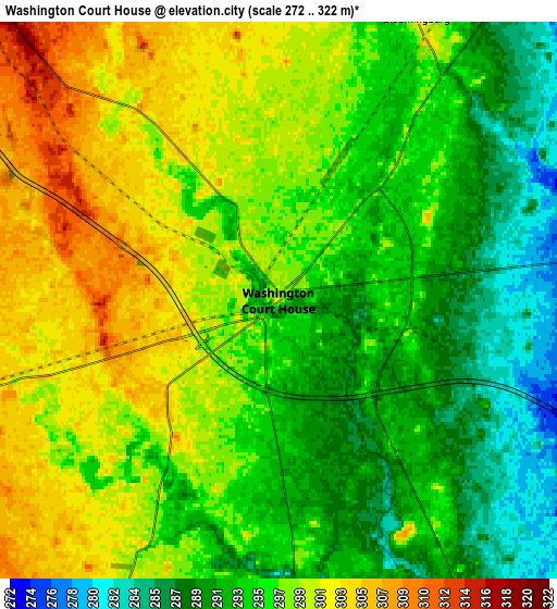 Zoom OUT 2x Washington Court House, United States elevation map