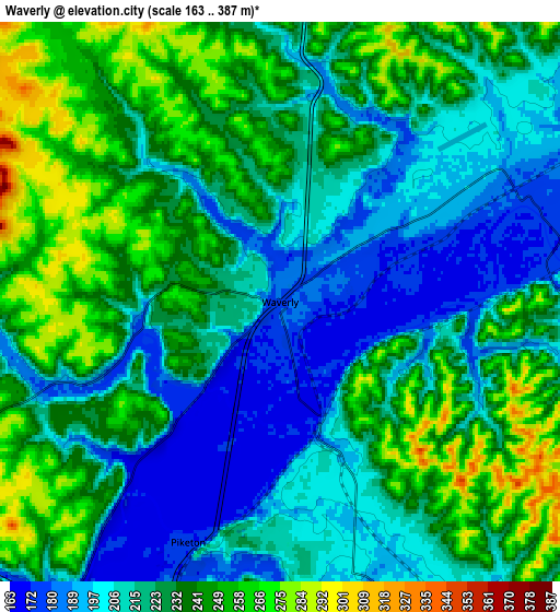 Zoom OUT 2x Waverly, United States elevation map