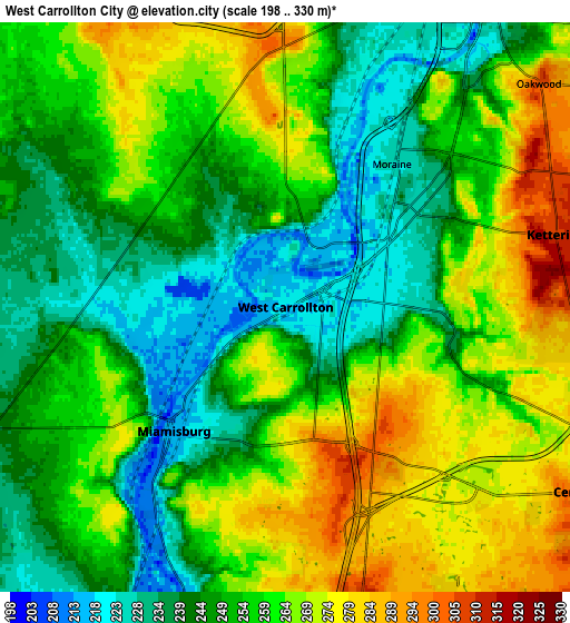 Zoom OUT 2x West Carrollton City, United States elevation map