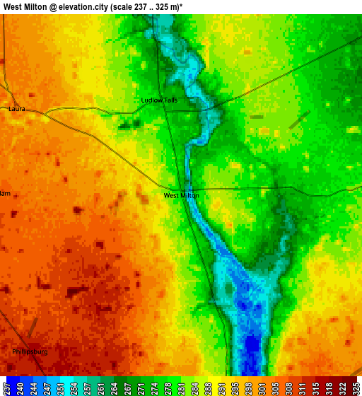 Zoom OUT 2x West Milton, United States elevation map