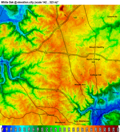 Zoom OUT 2x White Oak, United States elevation map