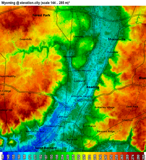 Zoom OUT 2x Wyoming, United States elevation map