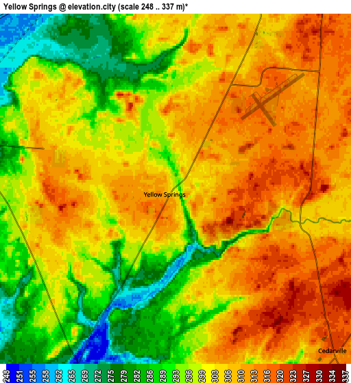 Zoom OUT 2x Yellow Springs, United States elevation map