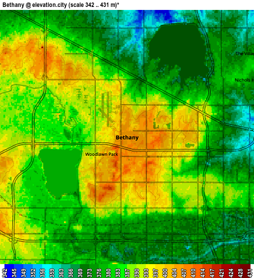 Zoom OUT 2x Bethany, United States elevation map