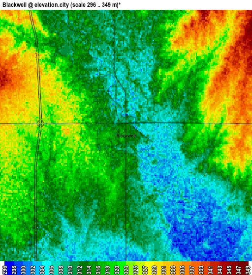 Zoom OUT 2x Blackwell, United States elevation map