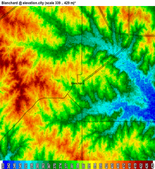 Zoom OUT 2x Blanchard, United States elevation map