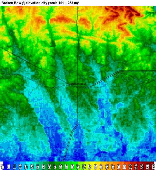 Zoom OUT 2x Broken Bow, United States elevation map