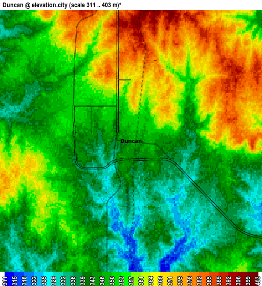 Zoom OUT 2x Duncan, United States elevation map