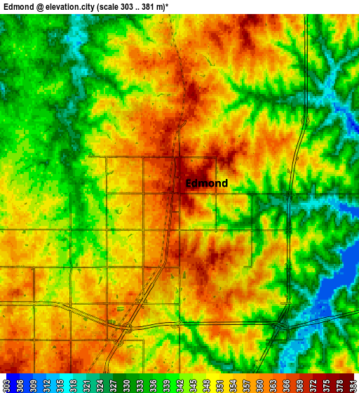 Zoom OUT 2x Edmond, United States elevation map