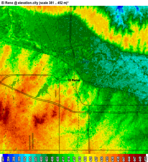 Zoom OUT 2x El Reno, United States elevation map