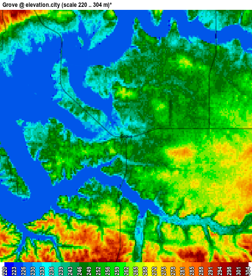 Zoom OUT 2x Grove, United States elevation map