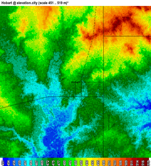 Zoom OUT 2x Hobart, United States elevation map