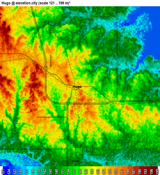 Zoom OUT 2x Hugo, United States elevation map