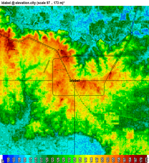 Zoom OUT 2x Idabel, United States elevation map