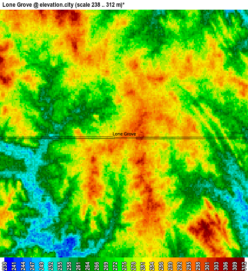 Zoom OUT 2x Lone Grove, United States elevation map