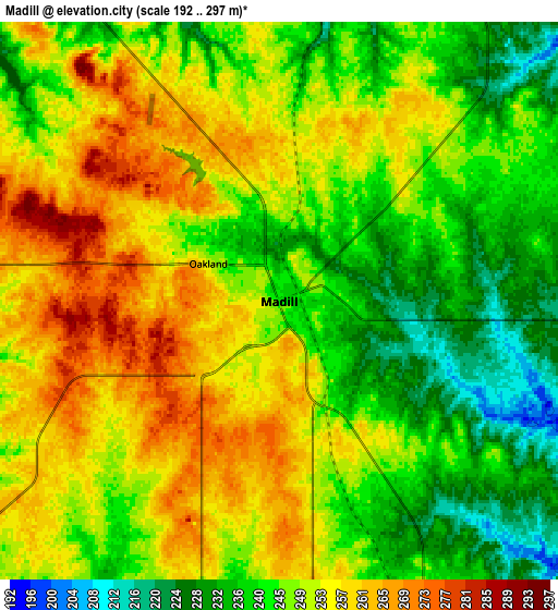 Zoom OUT 2x Madill, United States elevation map