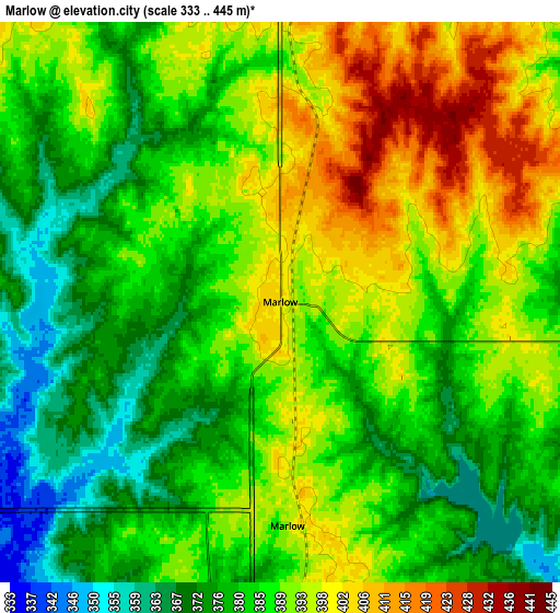 Zoom OUT 2x Marlow, United States elevation map