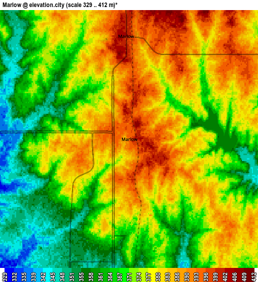 Zoom OUT 2x Marlow, United States elevation map