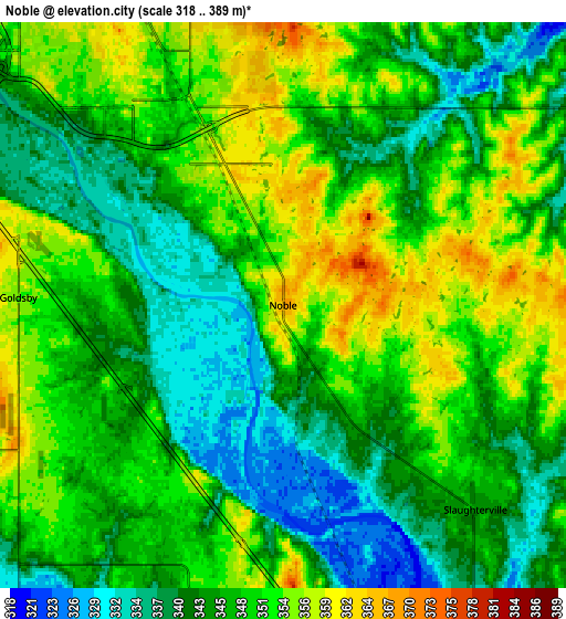 Zoom OUT 2x Noble, United States elevation map