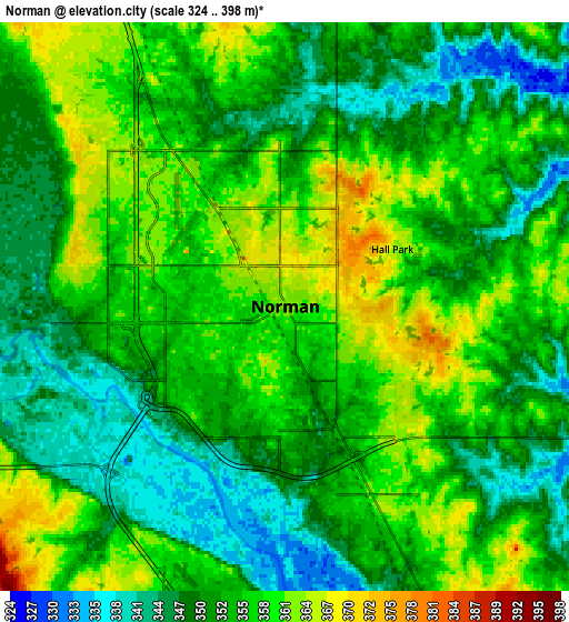 Zoom OUT 2x Norman, United States elevation map