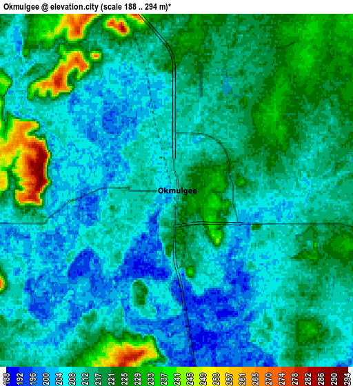 Zoom OUT 2x Okmulgee, United States elevation map