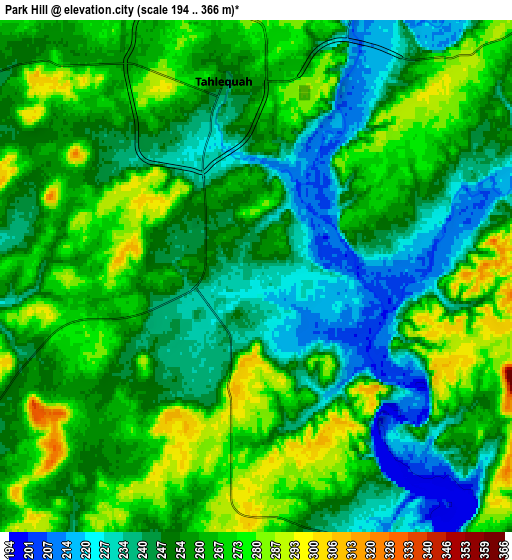 Zoom OUT 2x Park Hill, United States elevation map